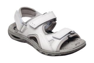 Dámské kožené bílé  letní sportovní sandály na nízkém klínku - zdravotně tvarované SANTÉ/ PEGADA Tabulka dámských velikostí: 36