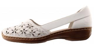 Dámské kožené sandály - baleríny RIEKER 41356-80 bílá Tabulka dámských velikostí: 42