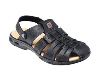 Pánské vycházkové černé páskové kožené sandály s uzavřenou špicí PEGADA SANTÉ Tabulka pánských velikostí: 44