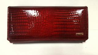 Velká kožená bordo červená lakovaná luxusní dámská peněženka 201
