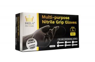 BRELA PRO CARE BLACK 100KS balení (VELIKOST L) GRIP JEDNORÁZOVÉ NITRILOVÉ RUKAVICE CDC