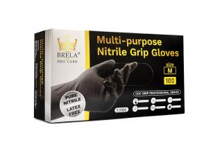 BRELA PRO CARE BLACK 100KS balení (VELIKOST M) GRIP JEDNORÁZOVÉ NITRILOVÉ RUKAVICE CDC