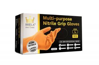 BRELA PRO CARE ORANGE 100KS balení (VELIKOST L) GRIP JEDNORÁZOVÉ NITRILOVÉ RUKAVICE CDC