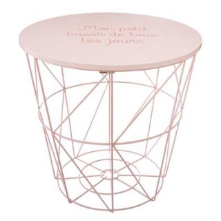 Atmosphera stolek s úložným prostorem Mon Petit růžový, 30x30cm