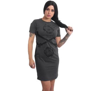 Yakuza dámské šaty Rose Cross Casual T-Shirt Dress mottled/anthracite XL