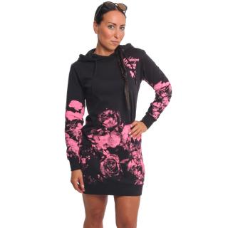 Yakuza dámské šaty Wild Flowers Lite Hoodie Dress black S