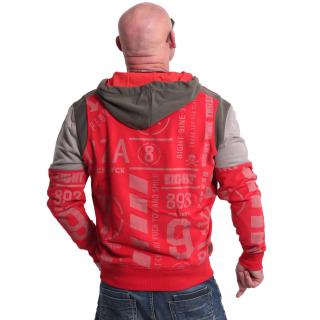 Yakuza pánská mikina Allover Pattern Tri Face Zip Hoodie ribbon/red S