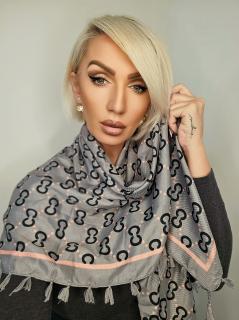 Čtvercový velký šátek CC  šedý