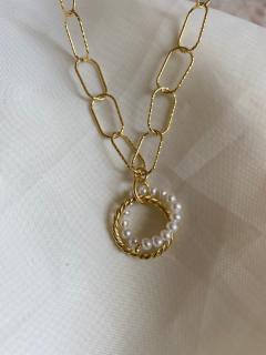 Twisted Pearl Necklace Typ řetízku: Oválná oka, Délka: 40 cm, Materiál: Stříbro 925/1000 pozlacené 18k zlatem