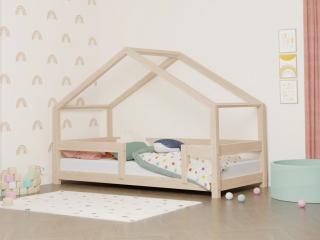 Dětská domečková postel LUCKY s pevnou bočnicí  český výrobek/masiv Barva: Béžová, Rozměr: 120 x 200 cm