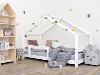 Dětská domečková postel LUCKY s pevnou bočnicí  český výrobek/masiv Barva: Bílá, Rozměr: 90 x 200 cm