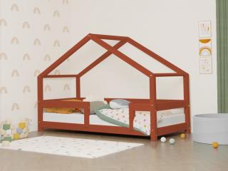 Dětská domečková postel LUCKY s pevnou bočnicí  český výrobek/masiv Barva: Cihlová, Rozměr: 120 x 200 cm