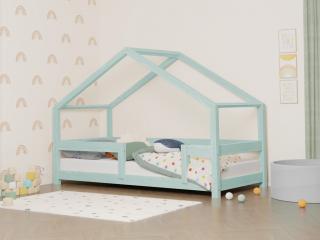 Dětská domečková postel LUCKY s pevnou bočnicí  český výrobek/masiv Barva: Šalvějová zelená, Rozměr: 120 x 200 cm