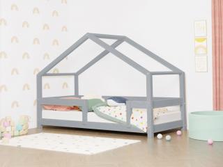 Dětská domečková postel LUCKY s pevnou bočnicí  český výrobek/masiv Barva: Světle šedá, Rozměr: 120 x 200 cm
