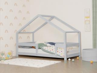 Dětská domečková postel LUCKY s pevnou bočnicí  český výrobek/masiv Barva: Světle šedá, Rozměr: 90 x 200 cm