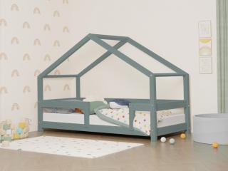 Dětská domečková postel LUCKY s pevnou bočnicí  český výrobek/masiv Barva: Tmavě šedá, Rozměr: 120 x 200 cm