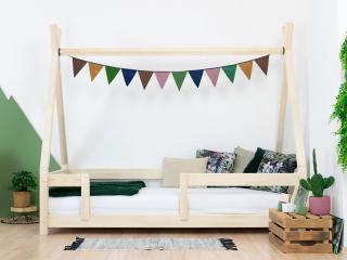 Dětská domečková postel NAKANA  s bočnicí  český výrobek/masiv Barva: Nelakovaná, Rozměr: 120 x 200 cm