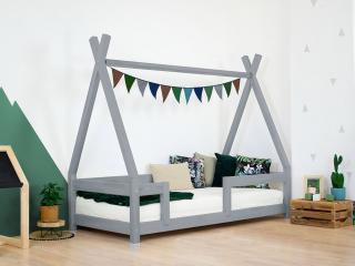 Dětská domečková postel NAKANA  s bočnicí  český výrobek/masiv Barva: Tmavě šedá, Rozměr: 120 x 200 cm