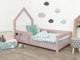 Dětská postel domeček POPPI s bočnicí vlevo  český výrobek/masiv Barva: Béžová, Rozměr: 120 x 200 cm