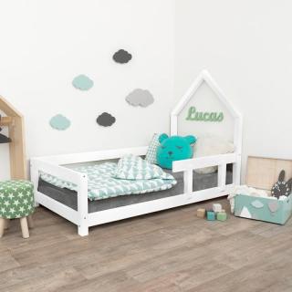 Dětská postel domeček POPPI s bočnicí vpravo  český výrobek/masiv Barva: Bílá, Rozměr: 120 x 200 cm