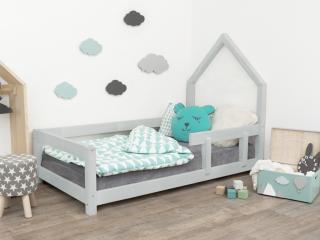 Dětská postel domeček POPPI s bočnicí vpravo  český výrobek/masiv Barva: Transparentní vosková lazura matná, Rozměr: 120 x 200 cm