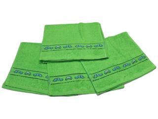 Obrázkový dětský ručník pro mateřské školy 30x50 cm -  Autíčko zelené