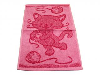 Obrázkový dětský ručník pro mateřské školy 30x50 cm -  Kotě růžové