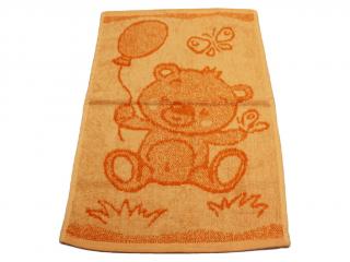 Obrázkový dětský ručník pro mateřské školy 30x50 cm - Medvídek oranžový