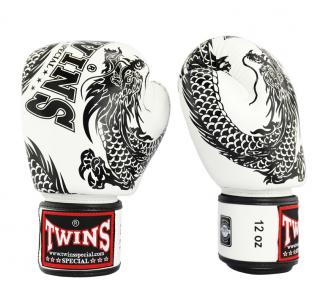 Boxerské rukavice TWINS - DRAGON - bílá/černá Velikost: 14oz