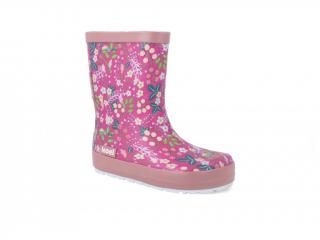 Barefoot holínky KOEL - FLOWERS FUCHSIA (KOEL Wellie Bare Flower Fuchsia)