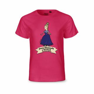 Dětské tričko Jsem Zbojanda z Beskyd – Kněhyňka – růžová 100% organická bavlna Barva: Růžová, Velikost: 116/122 (6-7 let)