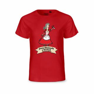 Dětské tričko Jsem Zbojanda z Beskyd – Prašivka – červená 100% organická bavlna Barva: Červená, Velikost: 116/122 (6-7 let)