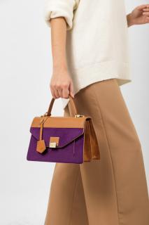 Luxusní kabelka JADISE Kate Cavalino fialovo béžová