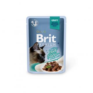 Brit Premium Cat filety s hovězím ve šťávě pro dospělé kočky 85g