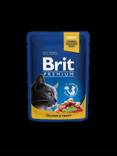 Brit Premium Cat Losos a pstruh v omáčce pro dospělé kočky 100g