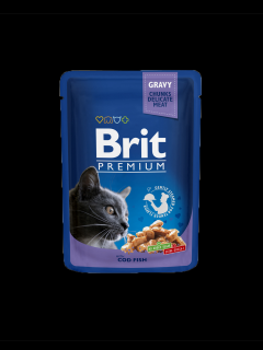 Brit Premium Cat Treska v omáčce pro dospělé kočky 100g