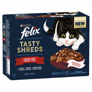 Felix Tasty Shreds kapsa 12 x 80 g hovězí,kuře,kachna, krůta ve šťávě