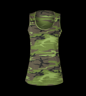 Dámské tílko - Camouflage Velikost: XL, Barva: Maskáčová zelená