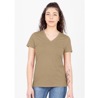 Dámské tričko JAKO Organic V-Neck - Hnědá Velikost: 34, Barva: Hnědá