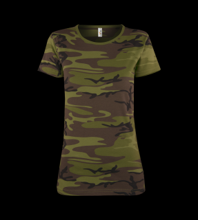 Dámské tričko Military - Camouflage Velikost: L, Barva: Maskáčová zelená