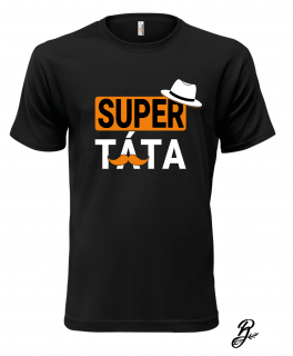 Pánské tričko s potiskem motiv Super táta - 1A - černá Velikost: L, Barva: Černá