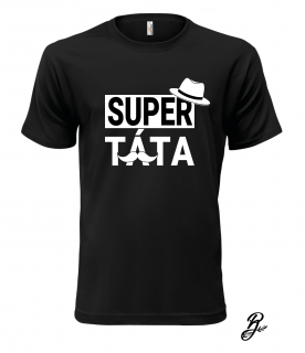 Pánské tričko s potiskem motiv Super táta - 1C - černá Velikost: XXXL, Barva: Černá