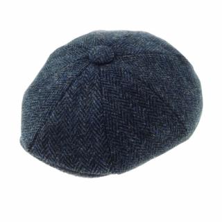 Čepice Baker Boy Harris Tweed - Navy Herringbone - Glen Appin