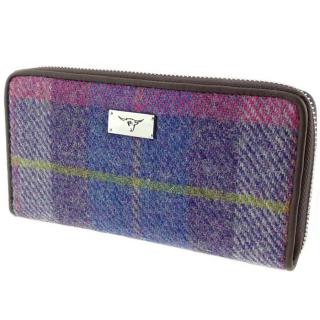 Peněženka Staffa Harris Tweed Purple Pink Tartan - Glen Appin