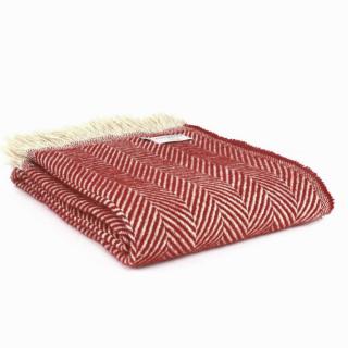 Vlněná recyklovaná deka Chevron Tibet Red Wine 200 x 150 cm Tweedmill