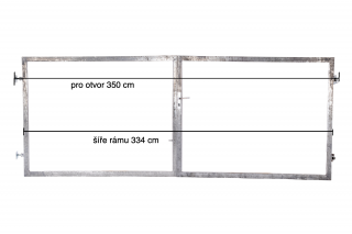 Rám brány pro vlastní výplň š.3500 x v.1000 mm bez příčníku pro manuální otevírání