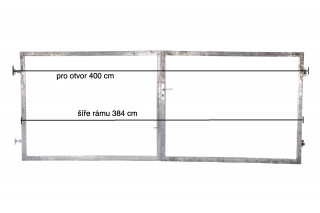 Rám brány pro vlastní výplň š.4000 x v.1000 mm bez příčníku pro manuální otevírání