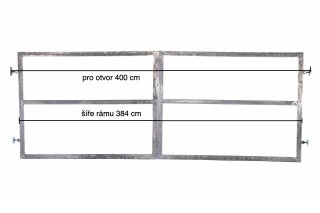 Rám brány pro vlastní výplň š.4000 x v.1000 mm s příčníkem pro manuální otevírání