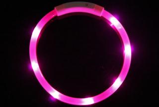Reedog Easy Light USB dobíjecí svítící obojek pro psy a kočky Barva: růžová