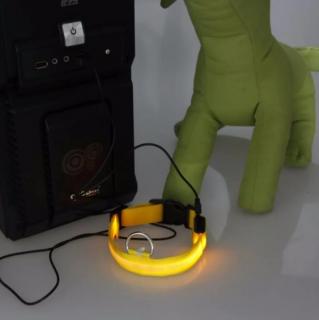 Reedog USB svíticí obojek pro psy a kočky NEW Barva: Žlutá - 40 - 48 cm